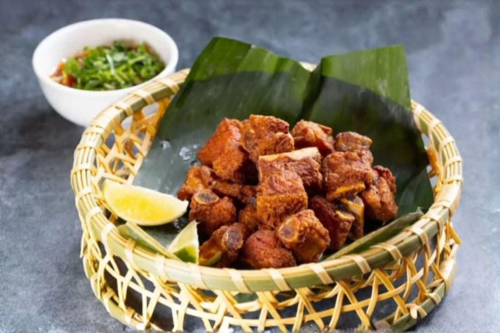 Dai-style fried pork ribs with homemade tomato naimi sauce at Ping's Bistro Rowland, a Chinese Restaurant in Hacienda Heights